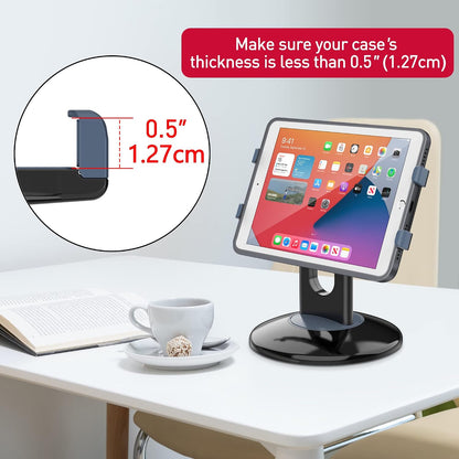 Retail Kiosk iPad Stand, 360° Rotating Commercial POS Tablet Stand, Fits 6"-13" (Screens) iPad mini Pro-Business Swivel Tablet Holder, for Store Office Reception Kitchen Desktop (White)