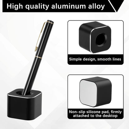 2 Pieces Single Pen Holder Metal Pen Stand Square Base Aluminum Student Desk Organizer for Desk Desktop Toothbrush Stand Holder Display for Home Office Students Teachers