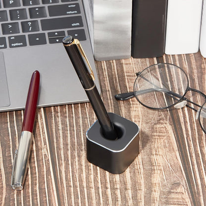 2 Pieces Single Pen Holder Metal Pen Stand Square Base Aluminum Student Desk Organizer for Desk Desktop Toothbrush Stand Holder Display for Home Office Students Teachers
