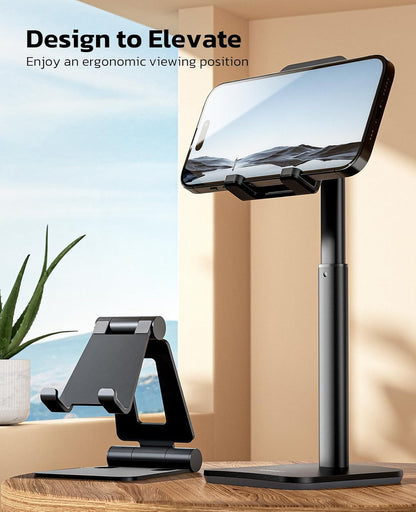 Height Angle Adjustable Phone Stand for Desk, Black