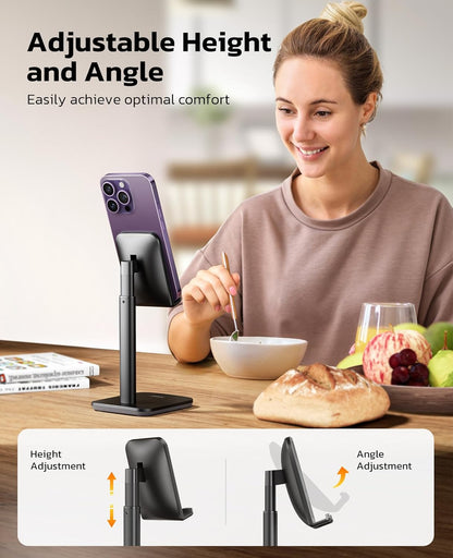 Height Angle Adjustable Phone Stand for Desk, Black