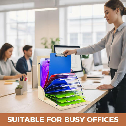 Clipboard Holder, Wooden Large Capacity Desktop Organizer,Desk Organizer