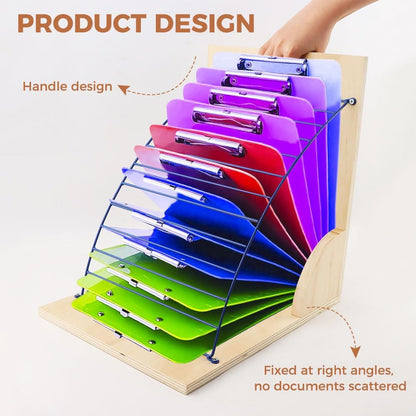 Clipboard Holder, Wooden Large Capacity Desktop Organizer,Desk Organizer