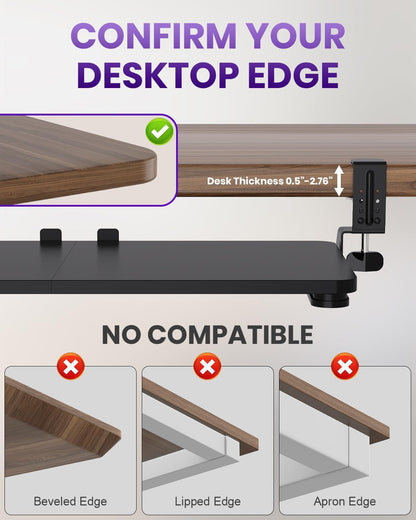 Ergonomic Keyboard Tray Under Desk, 25.6x11.8 Inch Board, Black