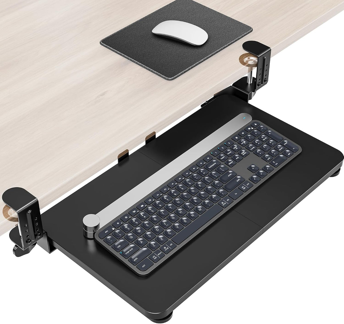 Ergonomic Keyboard Tray Under Desk, 25.6x11.8 Inch Board, Black
