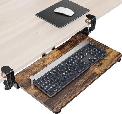 Ergonomic Keyboard Tray Under Desk, 25.6x11.8 Inch Board, Black