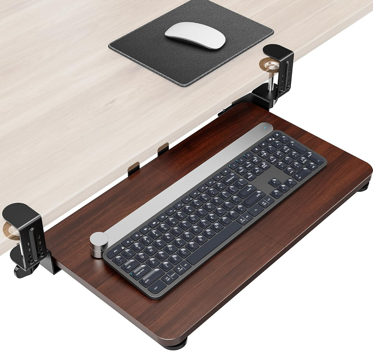Ergonomic Keyboard Tray Under Desk, 25.6x11.8 Inch Board, Black