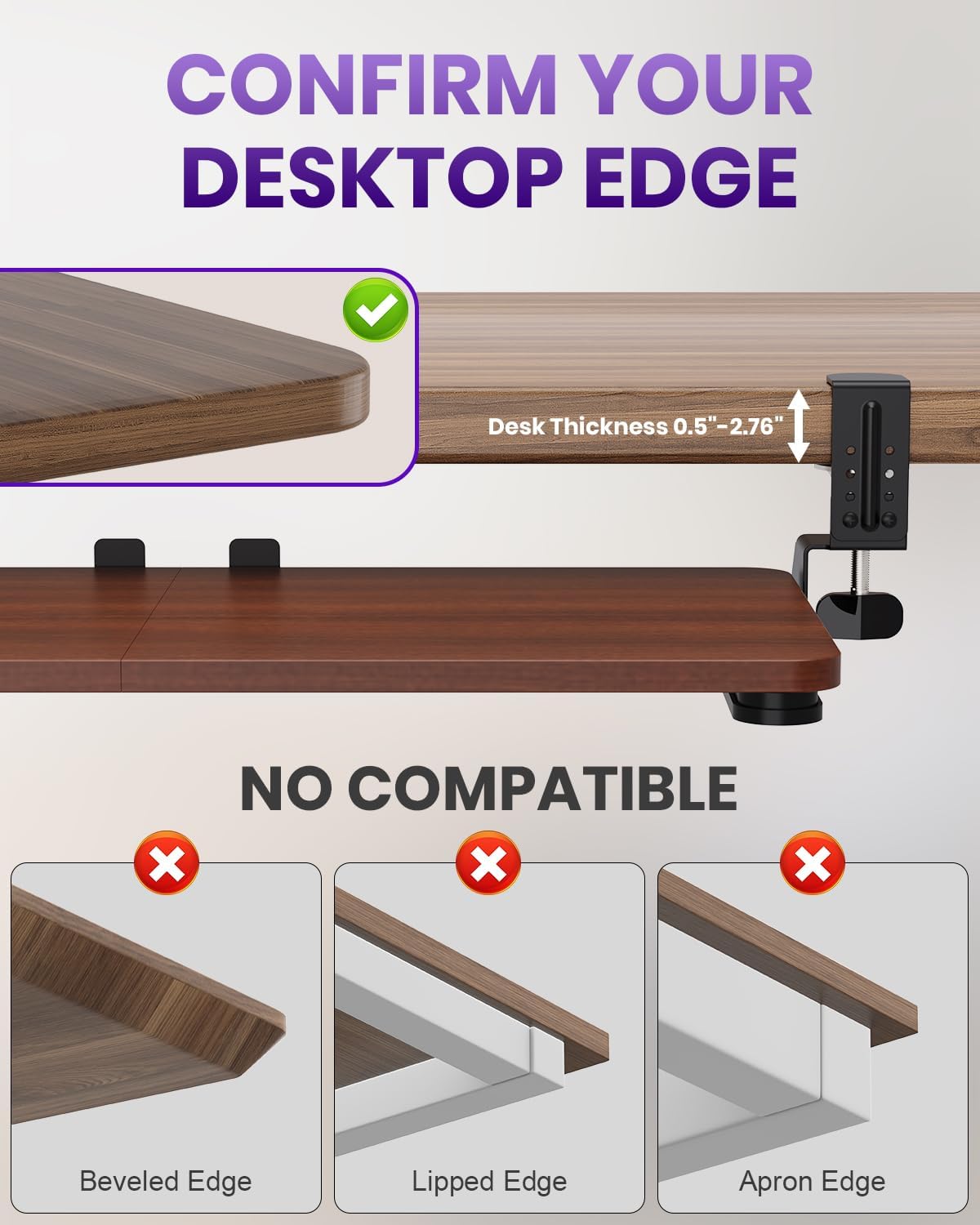 Ergonomic Keyboard Tray Under Desk, 25.6x11.8 Inch Board, Black