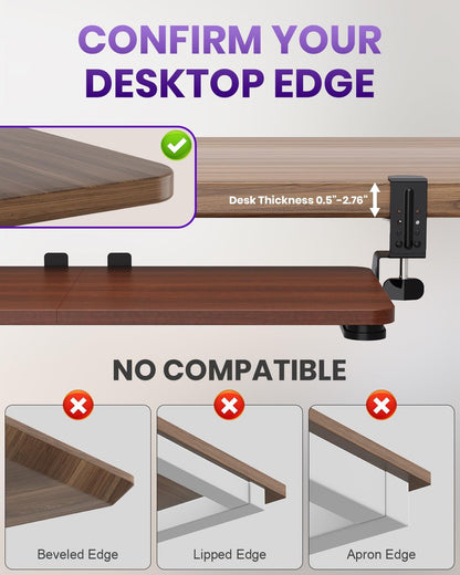 Ergonomic Keyboard Tray Under Desk, 25.6x11.8 Inch Board, Black