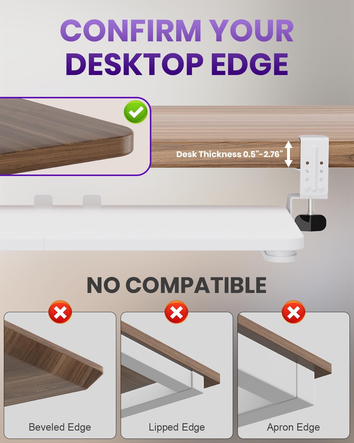 Ergonomic Keyboard Tray Under Desk, 25.6x11.8 Inch Board, Black