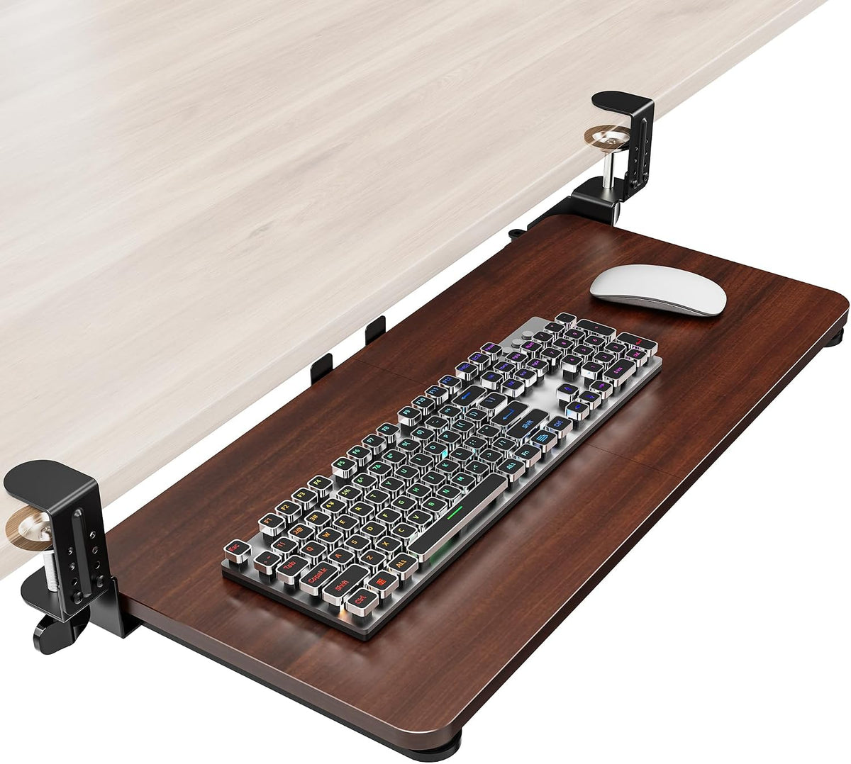 Ergonomic Keyboard Tray Under Desk, 25.6x11.8 Inch Board, Black