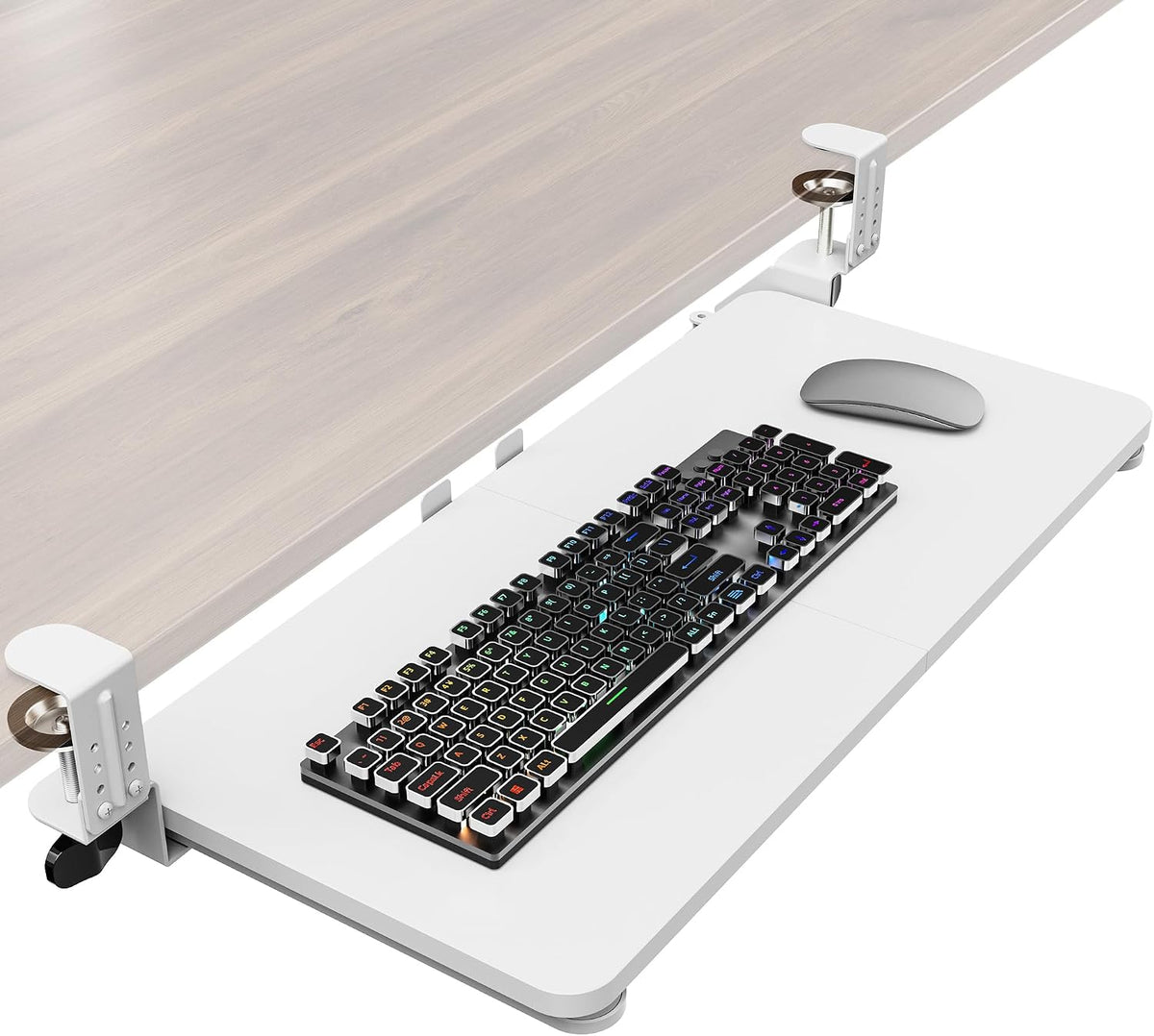 Ergonomic Keyboard Tray Under Desk, 25.6x11.8 Inch Board, Black