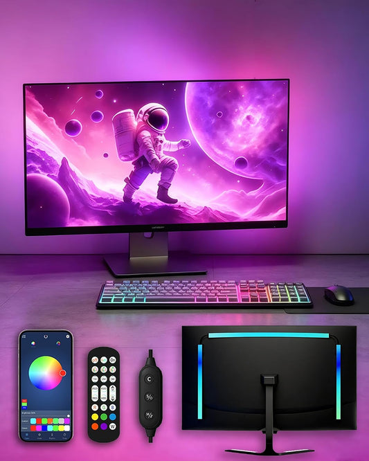 RGB LED Backlights for Monitor, Smart App Control Multiple Modes, Music Sync, USB Port (for 27in Monitor, Standard)