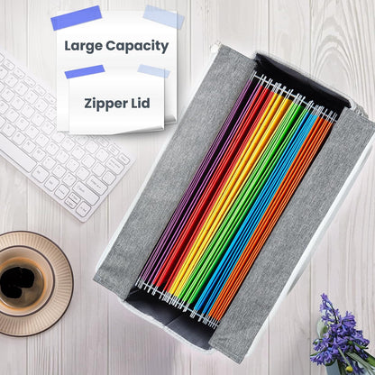 File Organizer Box, Portable Tote Bag Hanging Filing Box Desktop File Folder Document Storage Organizer with Pockets and Handles