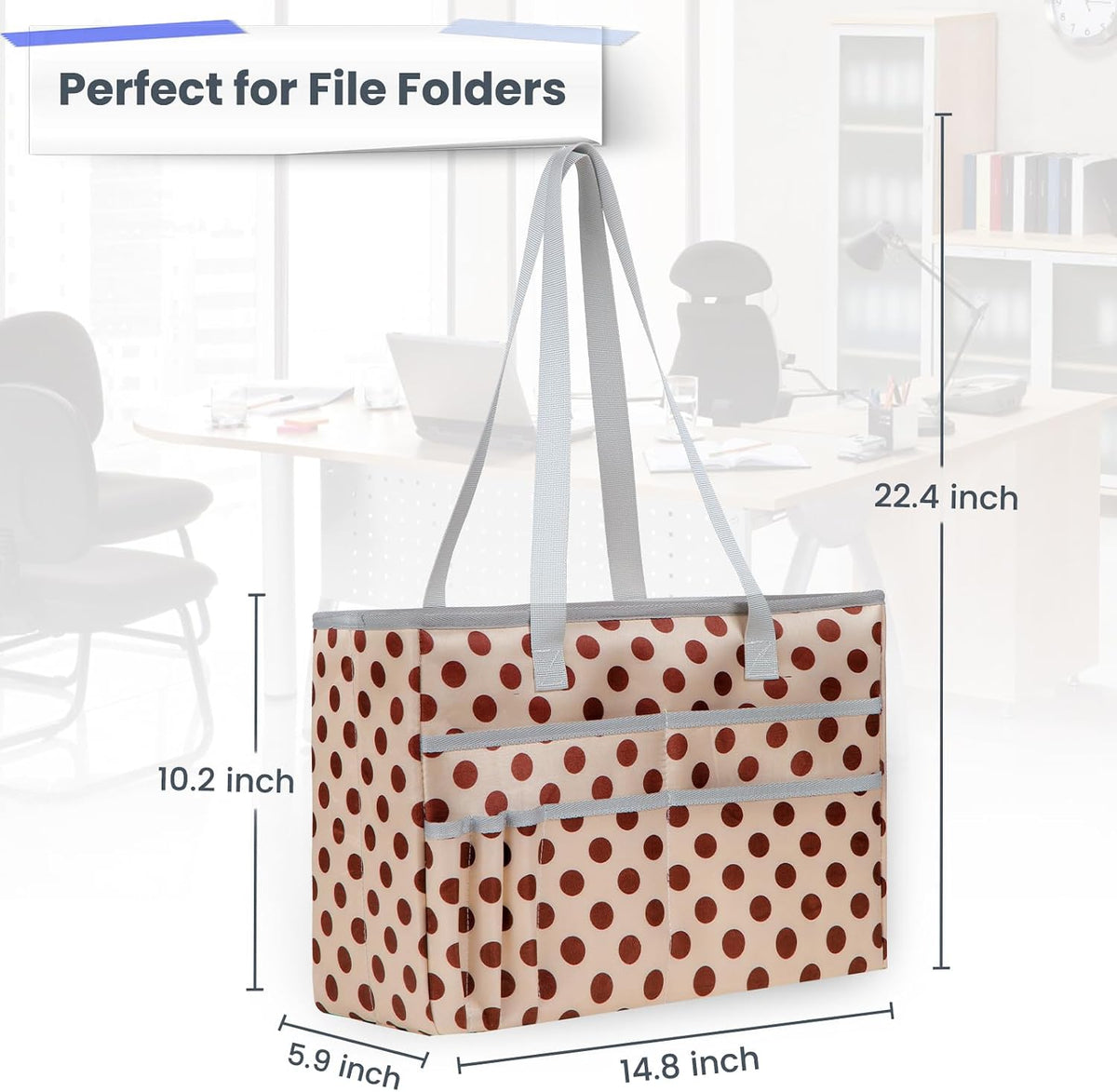 File Organizer Box, Portable Tote Bag Hanging Filing Box Desktop File Folder Document Storage Organizer with Pockets and Handles