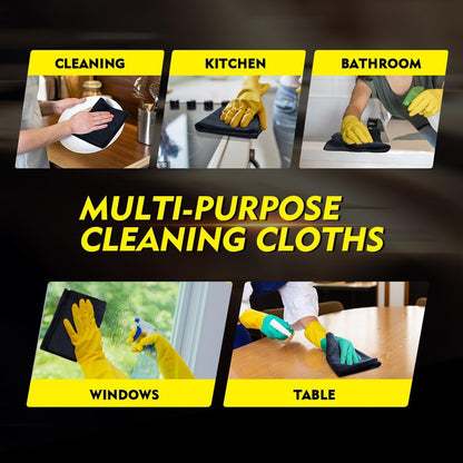 Black Microfiber Cleaning Cloth 12 Pack, 12.5 x 12.5 inch Microfiber Towels for Cars, Ultra Absorbent Car Washing Cloth, Lint Free Streak Free Cleaning Rags for Car, Kitchen, and Window