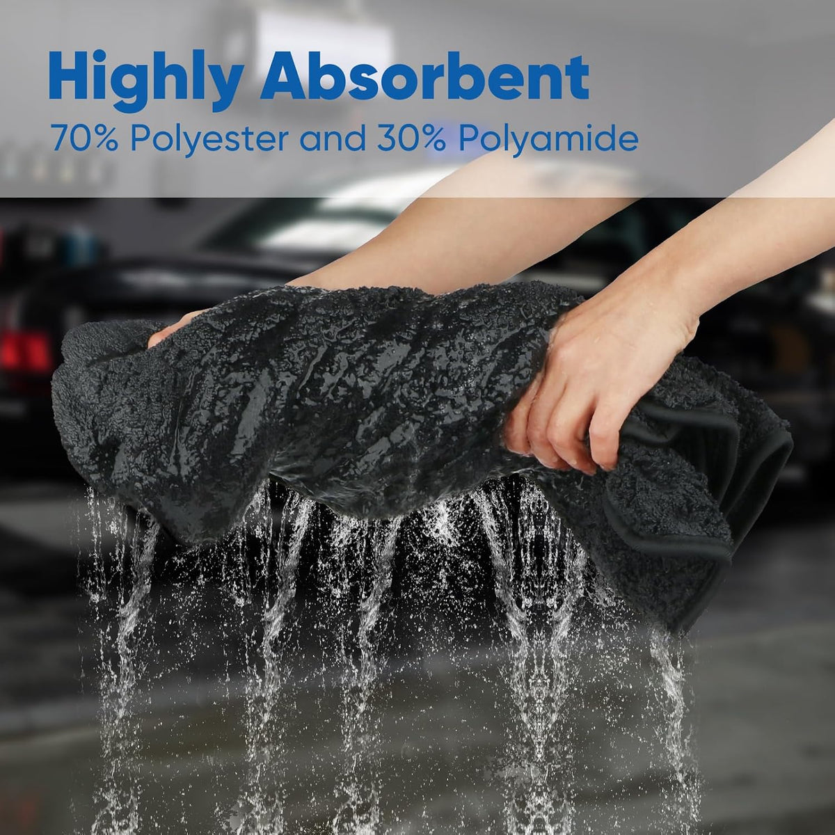 Black Microfiber Cleaning Cloth 12 Pack, 12.5 x 12.5 inch Microfiber Towels for Cars, Ultra Absorbent Car Washing Cloth, Lint Free Streak Free Cleaning Rags for Car, Kitchen, and Window