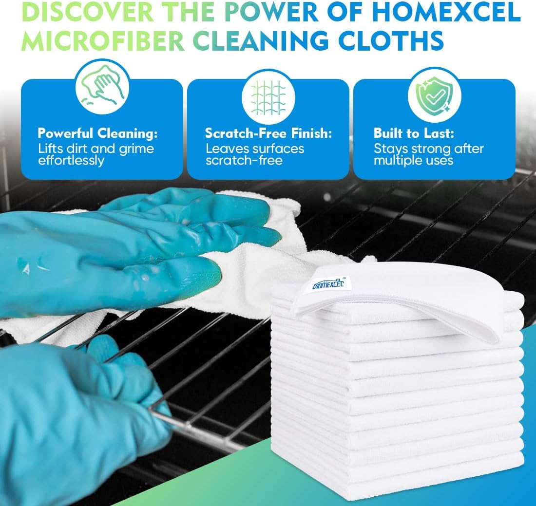 Black Microfiber Cleaning Cloth 12 Pack, 12.5 x 12.5 inch Microfiber Towels for Cars, Ultra Absorbent Car Washing Cloth, Lint Free Streak Free Cleaning Rags for Car, Kitchen, and Window