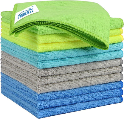 Black Microfiber Cleaning Cloth 12 Pack, 12.5 x 12.5 inch Microfiber Towels for Cars, Ultra Absorbent Car Washing Cloth, Lint Free Streak Free Cleaning Rags for Car, Kitchen, and Window