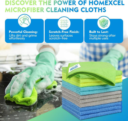 Black Microfiber Cleaning Cloth 12 Pack, 12.5 x 12.5 inch Microfiber Towels for Cars, Ultra Absorbent Car Washing Cloth, Lint Free Streak Free Cleaning Rags for Car, Kitchen, and Window