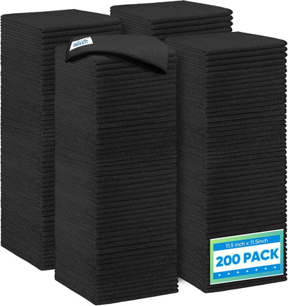 Black Microfiber Cleaning Cloth 12 Pack, 12.5 x 12.5 inch Microfiber Towels for Cars, Ultra Absorbent Car Washing Cloth, Lint Free Streak Free Cleaning Rags for Car, Kitchen, and Window