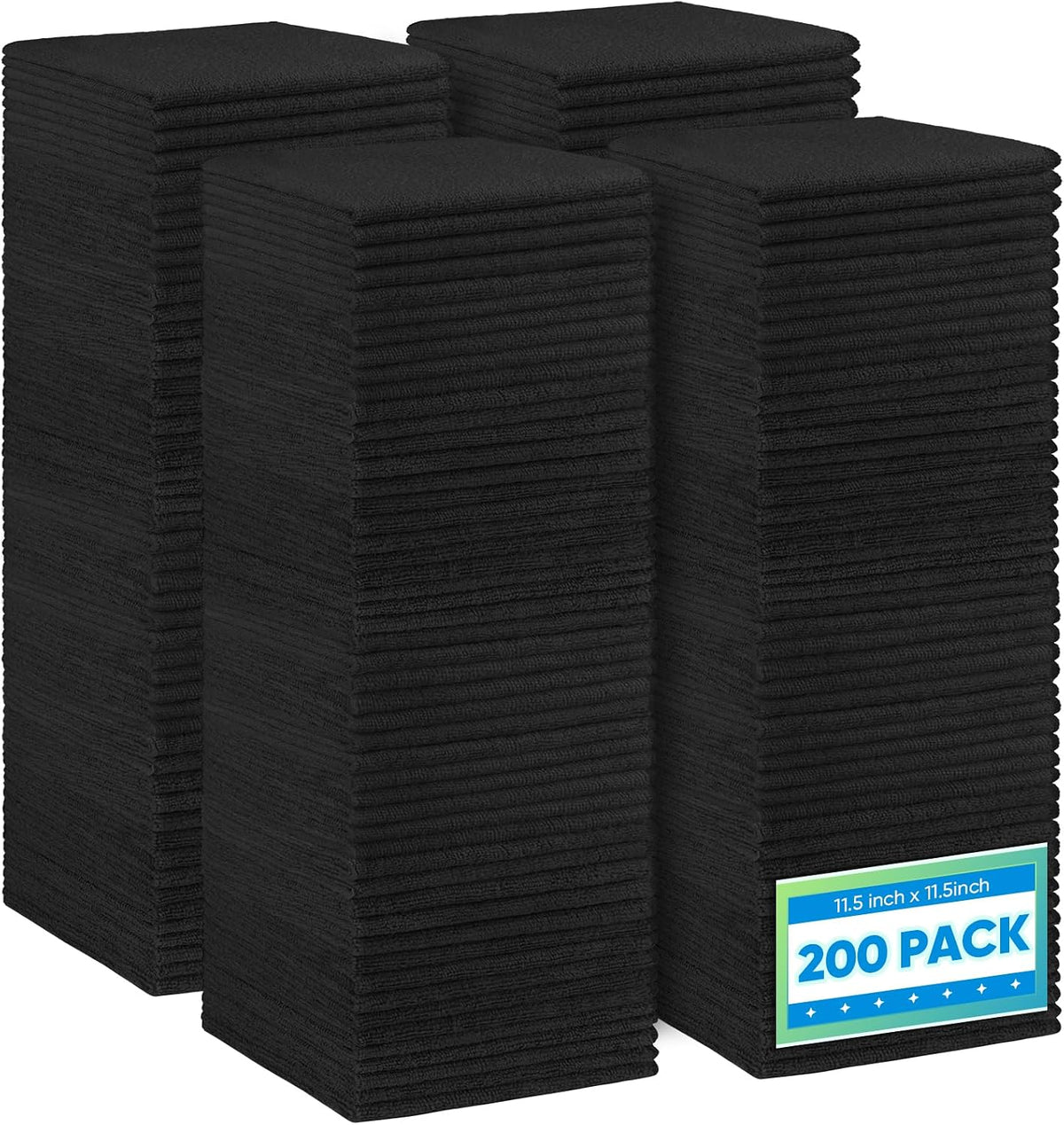 Black Microfiber Cleaning Cloth 12 Pack, 12.5 x 12.5 inch Microfiber Towels for Cars, Ultra Absorbent Car Washing Cloth, Lint Free Streak Free Cleaning Rags for Car, Kitchen, and Window