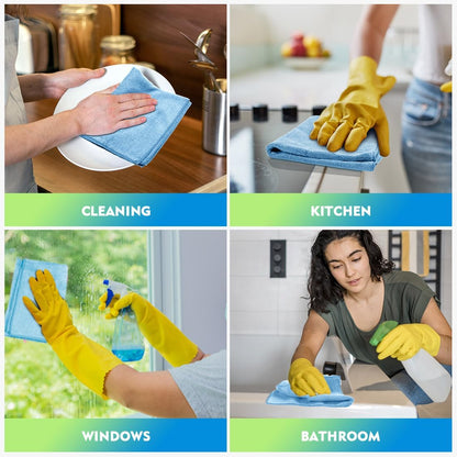 Black Microfiber Cleaning Cloth 12 Pack, 12.5 x 12.5 inch Microfiber Towels for Cars, Ultra Absorbent Car Washing Cloth, Lint Free Streak Free Cleaning Rags for Car, Kitchen, and Window