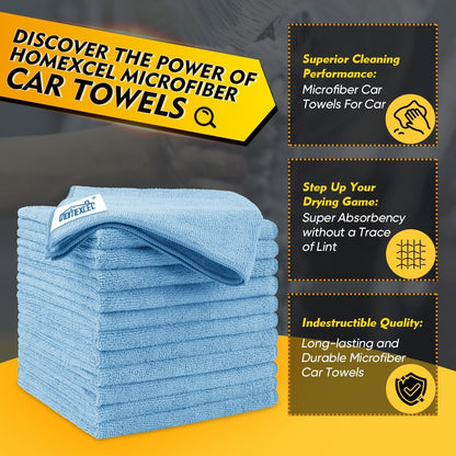 Black Microfiber Cleaning Cloth 12 Pack, 12.5 x 12.5 inch Microfiber Towels for Cars, Ultra Absorbent Car Washing Cloth, Lint Free Streak Free Cleaning Rags for Car, Kitchen, and Window