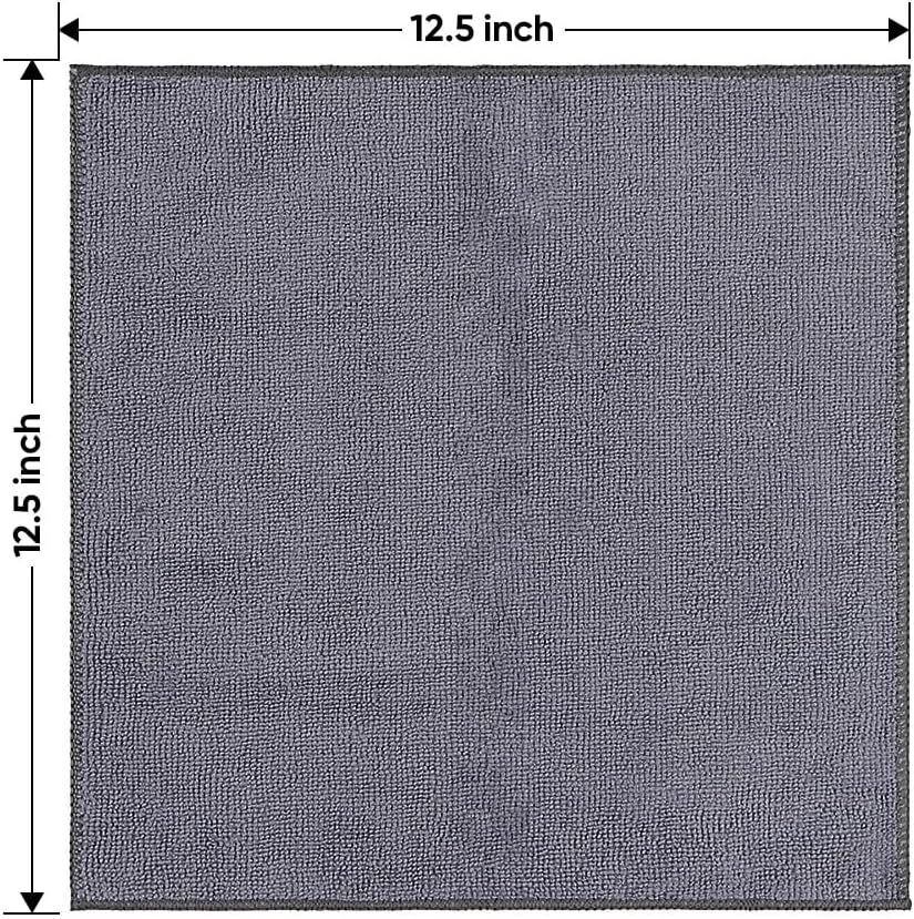 Black Microfiber Cleaning Cloth 12 Pack, 12.5 x 12.5 inch Microfiber Towels for Cars, Ultra Absorbent Car Washing Cloth, Lint Free Streak Free Cleaning Rags for Car, Kitchen, and Window