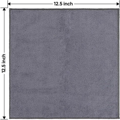 Black Microfiber Cleaning Cloth 12 Pack, 12.5 x 12.5 inch Microfiber Towels for Cars, Ultra Absorbent Car Washing Cloth, Lint Free Streak Free Cleaning Rags for Car, Kitchen, and Window