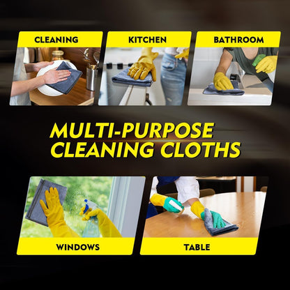 Black Microfiber Cleaning Cloth 12 Pack, 12.5 x 12.5 inch Microfiber Towels for Cars, Ultra Absorbent Car Washing Cloth, Lint Free Streak Free Cleaning Rags for Car, Kitchen, and Window