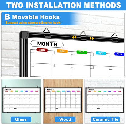 Dry Erase Calendar Whiteboard for Wall 36" x 24"