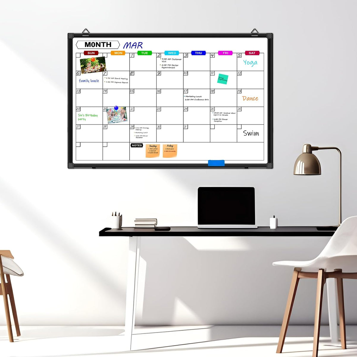Dry Erase Calendar Whiteboard for Wall 36" x 24"