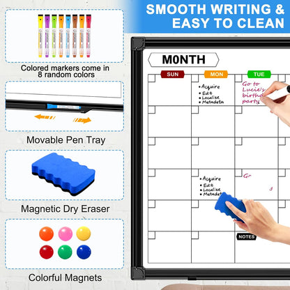 Dry Erase Calendar Whiteboard for Wall 36" x 24"