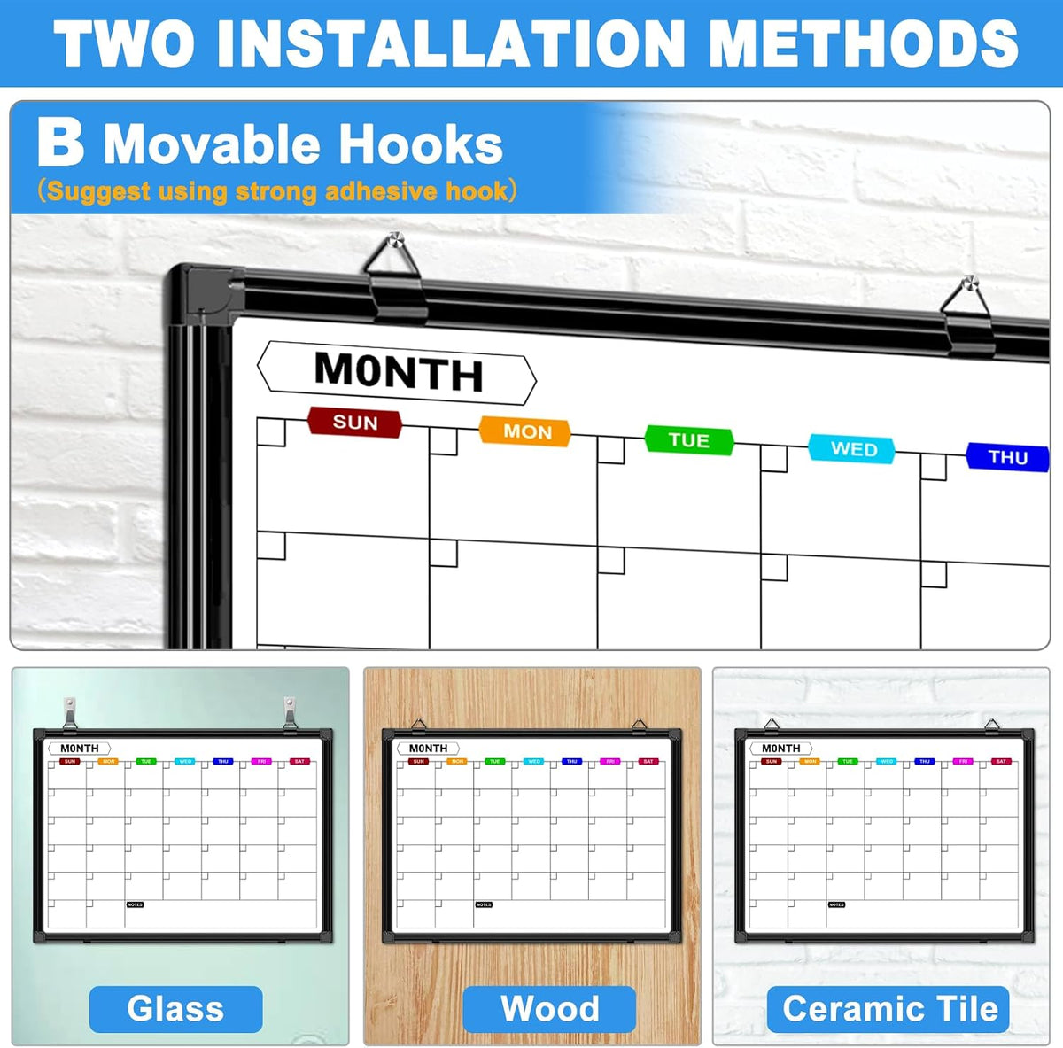 Dry Erase Calendar Whiteboard for Wall 36" x 24"