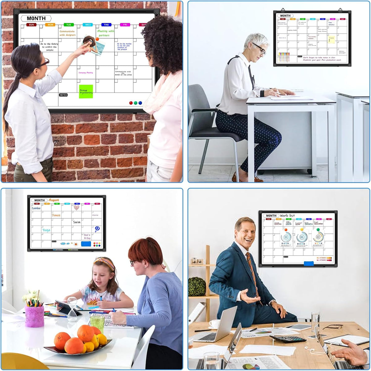Dry Erase Calendar Whiteboard for Wall 36" x 24"