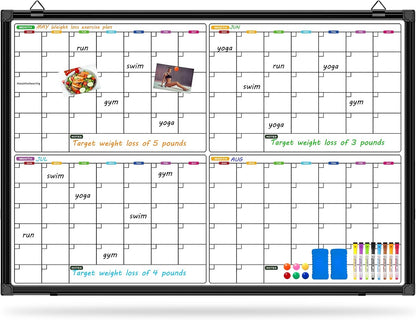 Dry Erase Calendar Whiteboard for Wall 36" x 24"