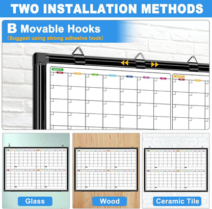 Dry Erase Calendar Whiteboard for Wall 36" x 24"