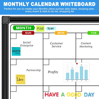 Dry Erase Calendar Whiteboard for Wall 36" x 24"