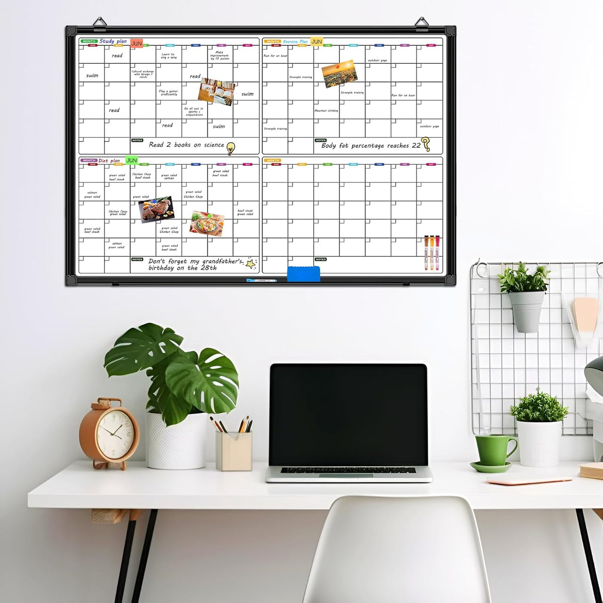 Dry Erase Calendar Whiteboard for Wall 36" x 24"
