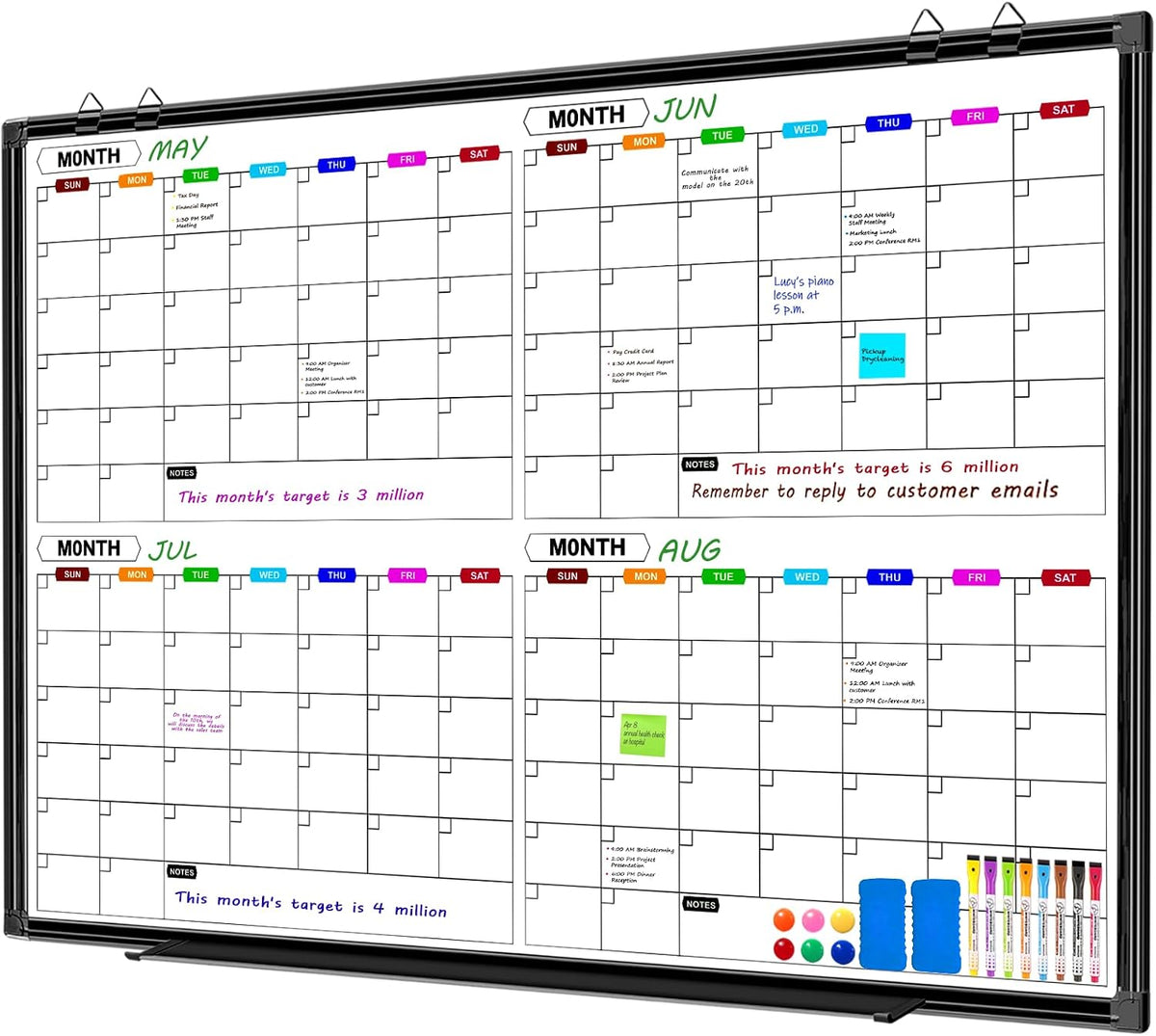 Dry Erase Calendar Whiteboard for Wall 36" x 24"