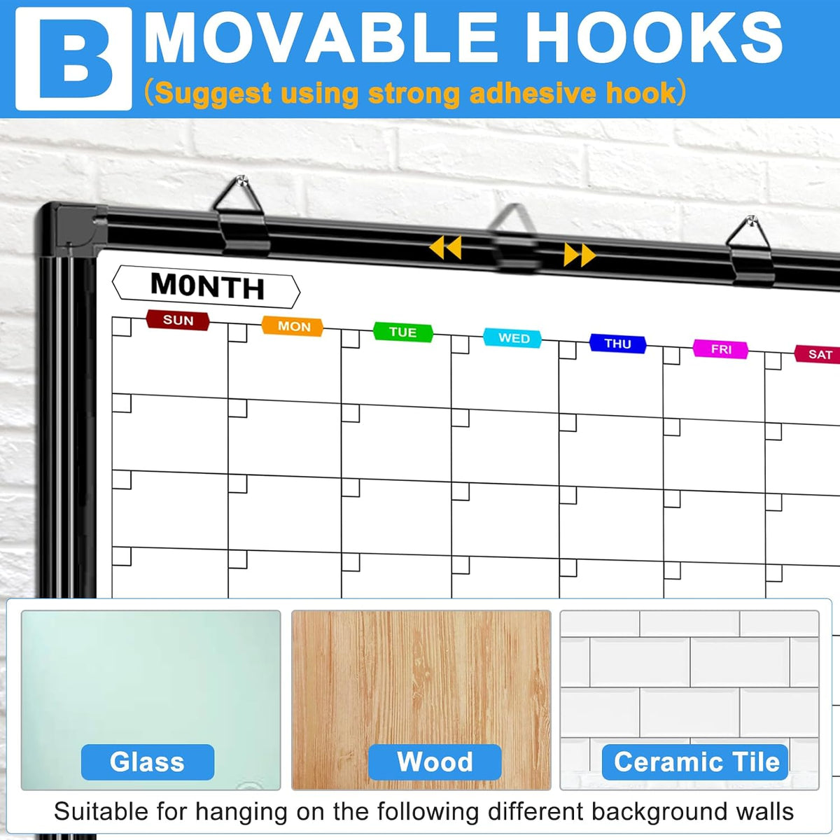 Dry Erase Calendar Whiteboard for Wall 36" x 24"
