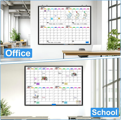 Dry Erase Calendar Whiteboard for Wall 36" x 24"
