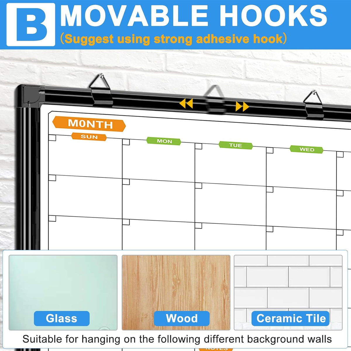 Dry Erase Calendar Whiteboard for Wall 36" x 24"