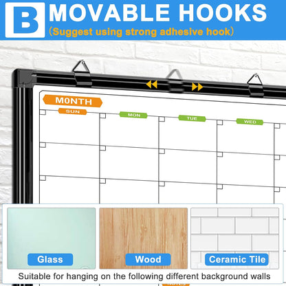 Dry Erase Calendar Whiteboard for Wall 36" x 24"
