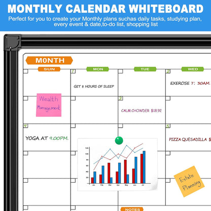 Dry Erase Calendar Whiteboard for Wall 36" x 24"