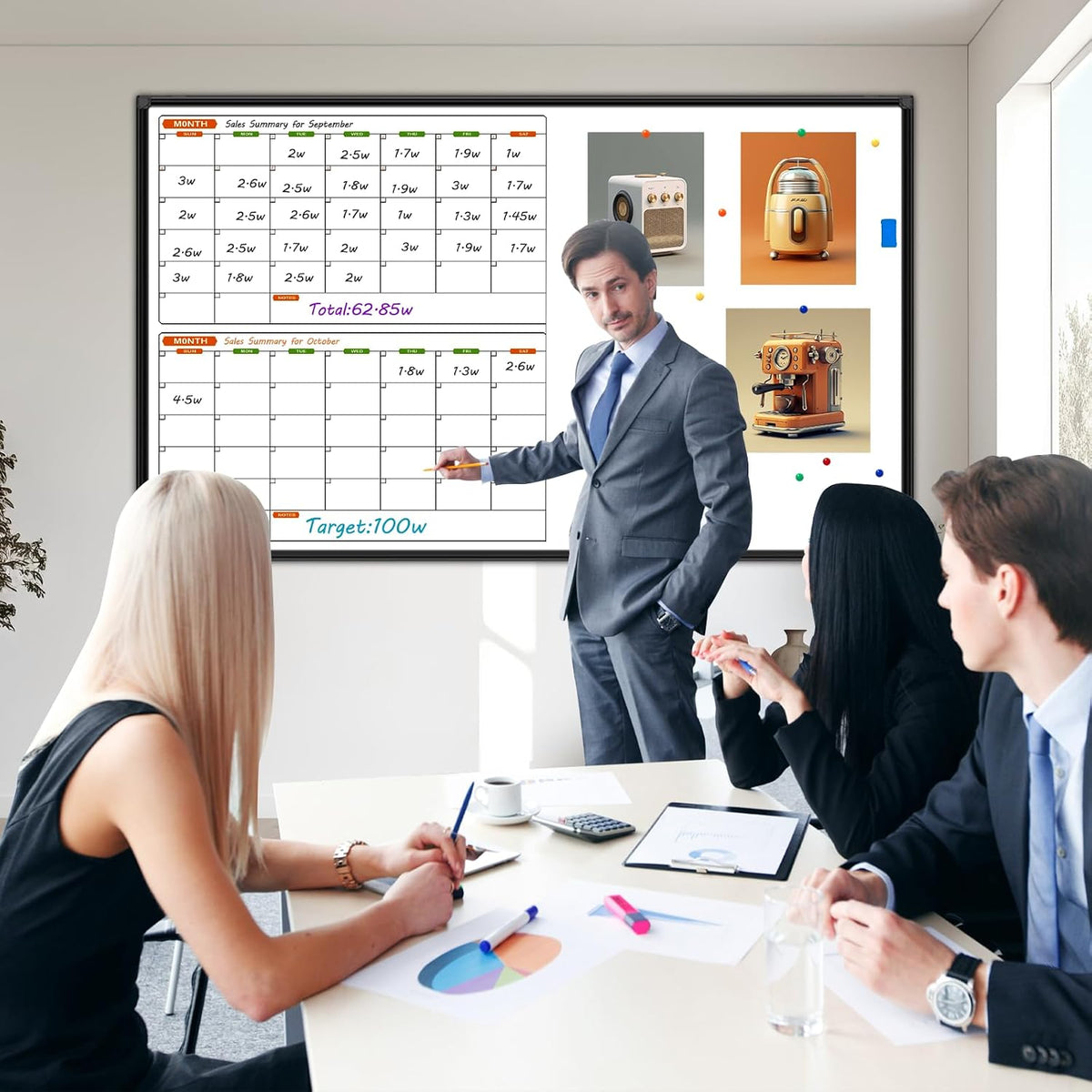 Dry Erase Calendar Whiteboard for Wall 36" x 24"