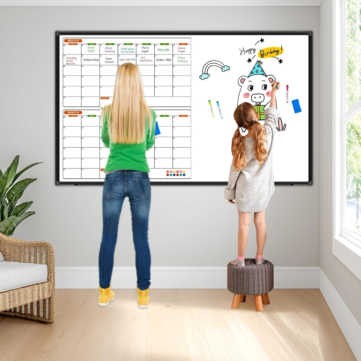 Dry Erase Calendar Whiteboard for Wall 36" x 24"