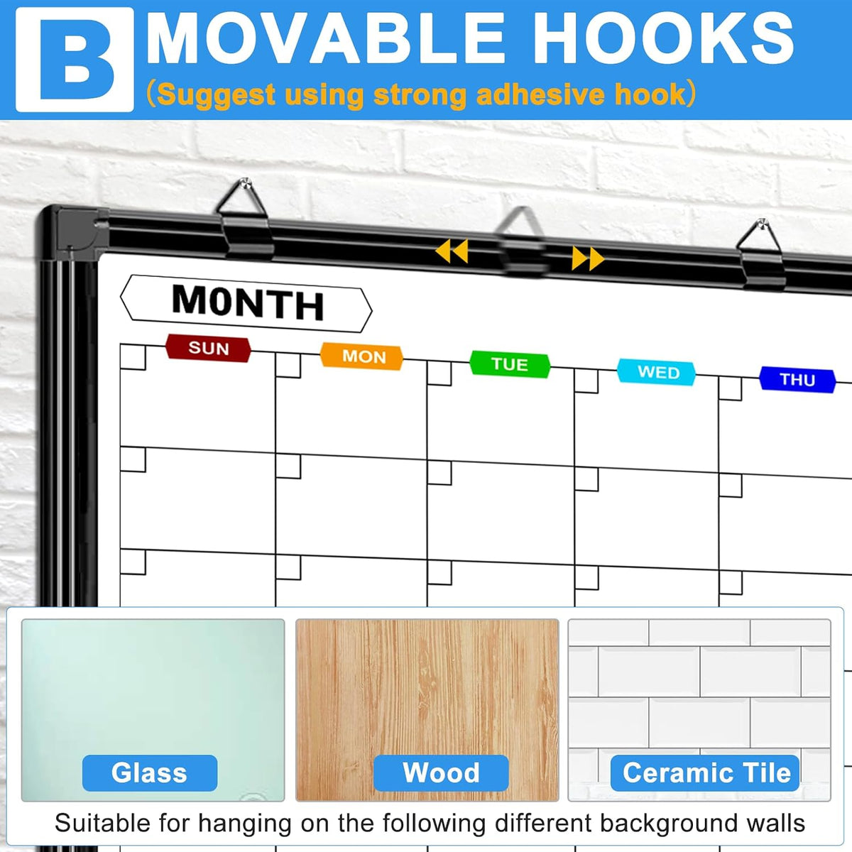 Dry Erase Calendar Whiteboard for Wall 36" x 24"