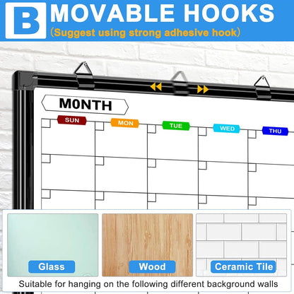 Dry Erase Calendar Whiteboard for Wall 36" x 24"